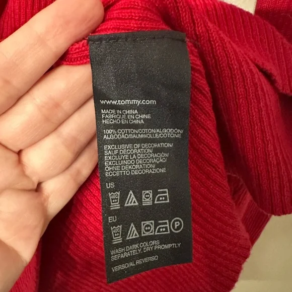 Tommy Hilfiger Turtleneck Long Sleeve Red Ribbed Sweater Size Large GUC - Picture 6 of 8